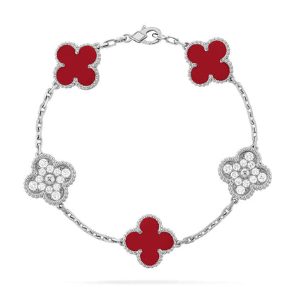 [⭐Renara] CLOVER 5 MOTIF RED CORNELIAN BRACELET COLLECTION