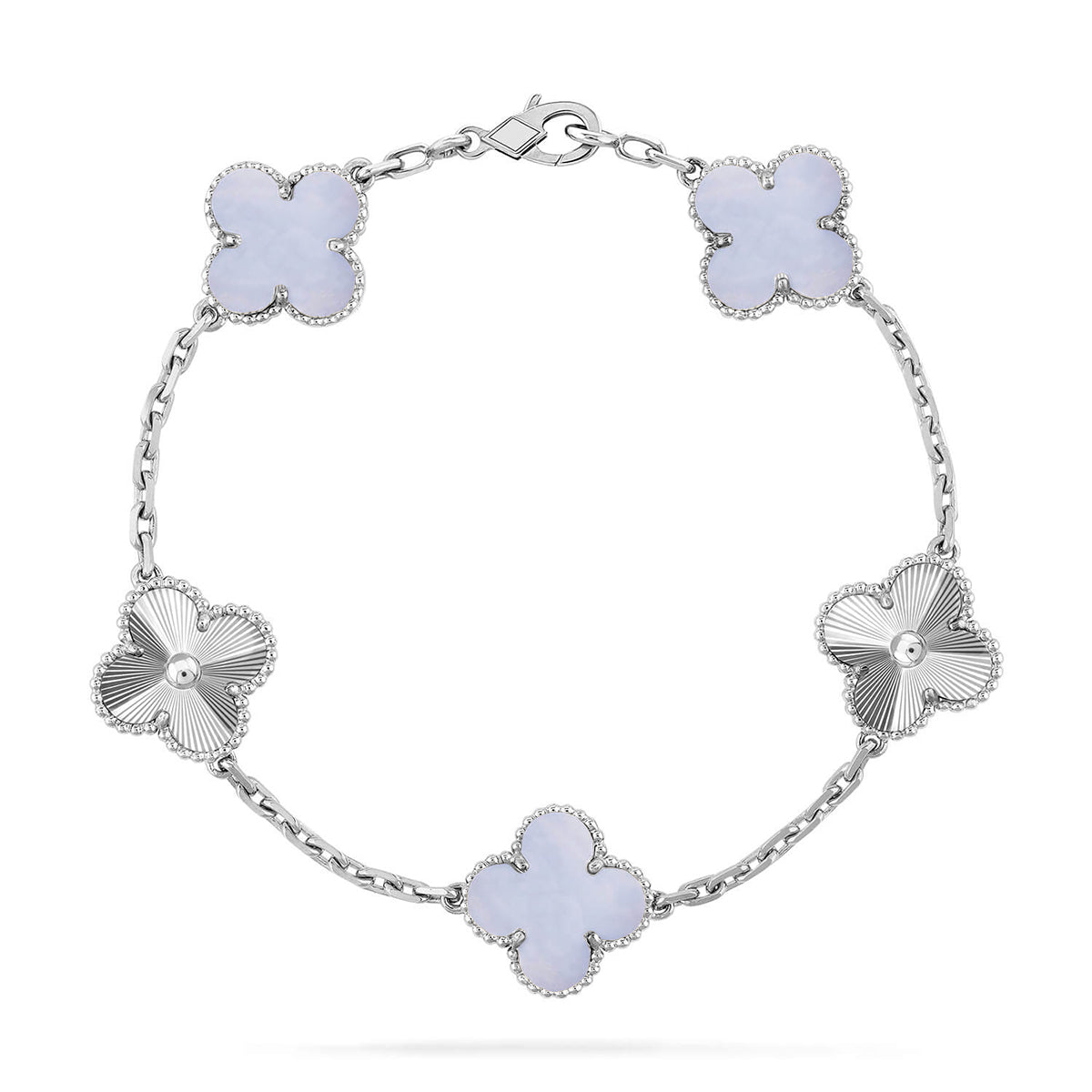 [⭐Renara] CLOVER 5 MOTIF PURPLE CHALCEDONY BRACELET COLLECTION