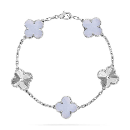 [⭐Renara] CLOVER 5 MOTIF PURPLE CHALCEDONY BRACELET COLLECTION
