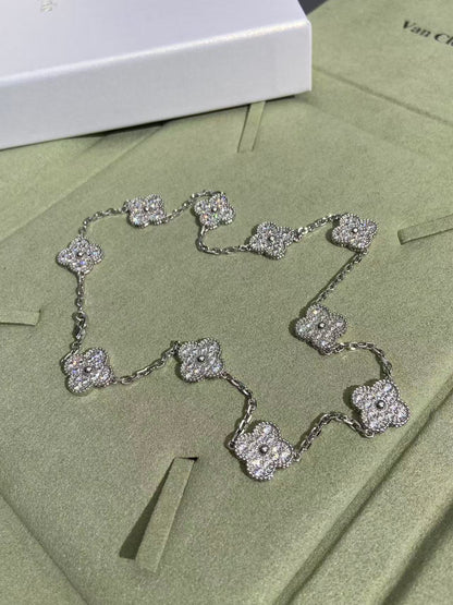 [⭐Renara]CLOVER 10 MOTIFS  FULL DIAMOND NECKLACE