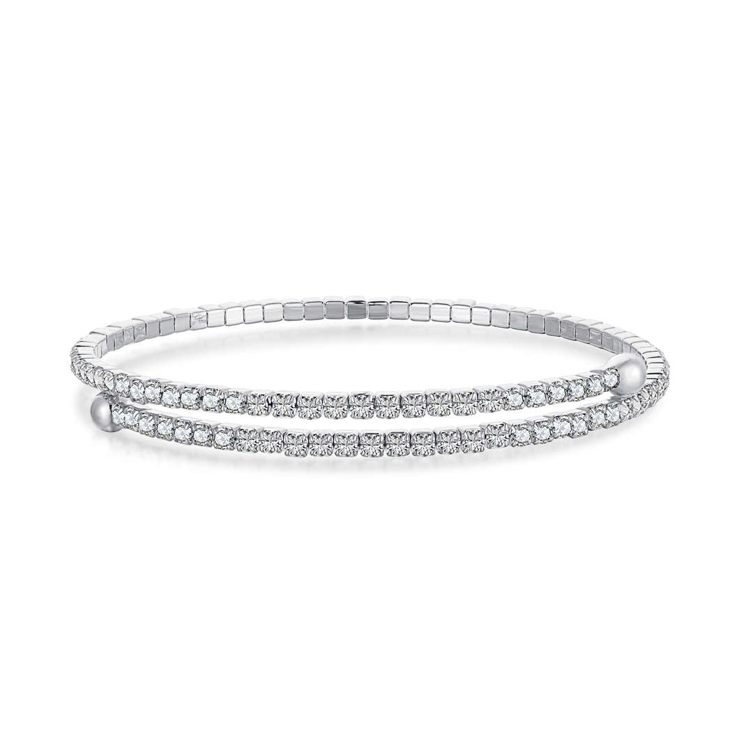 [Lucky Jewelry]Row of Diamonds Round Fashion Bracelet