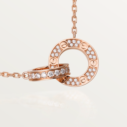 [⭐Renara]LOVE 7.6MM NECKLACE ROSE GOLD AND SILVER  FULL DIAMOND