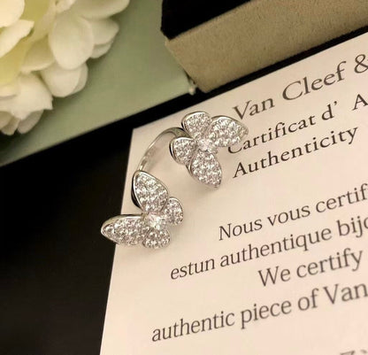 [⭐Renara]TWIN SILVER BUTTERFLY DIAMOND RING