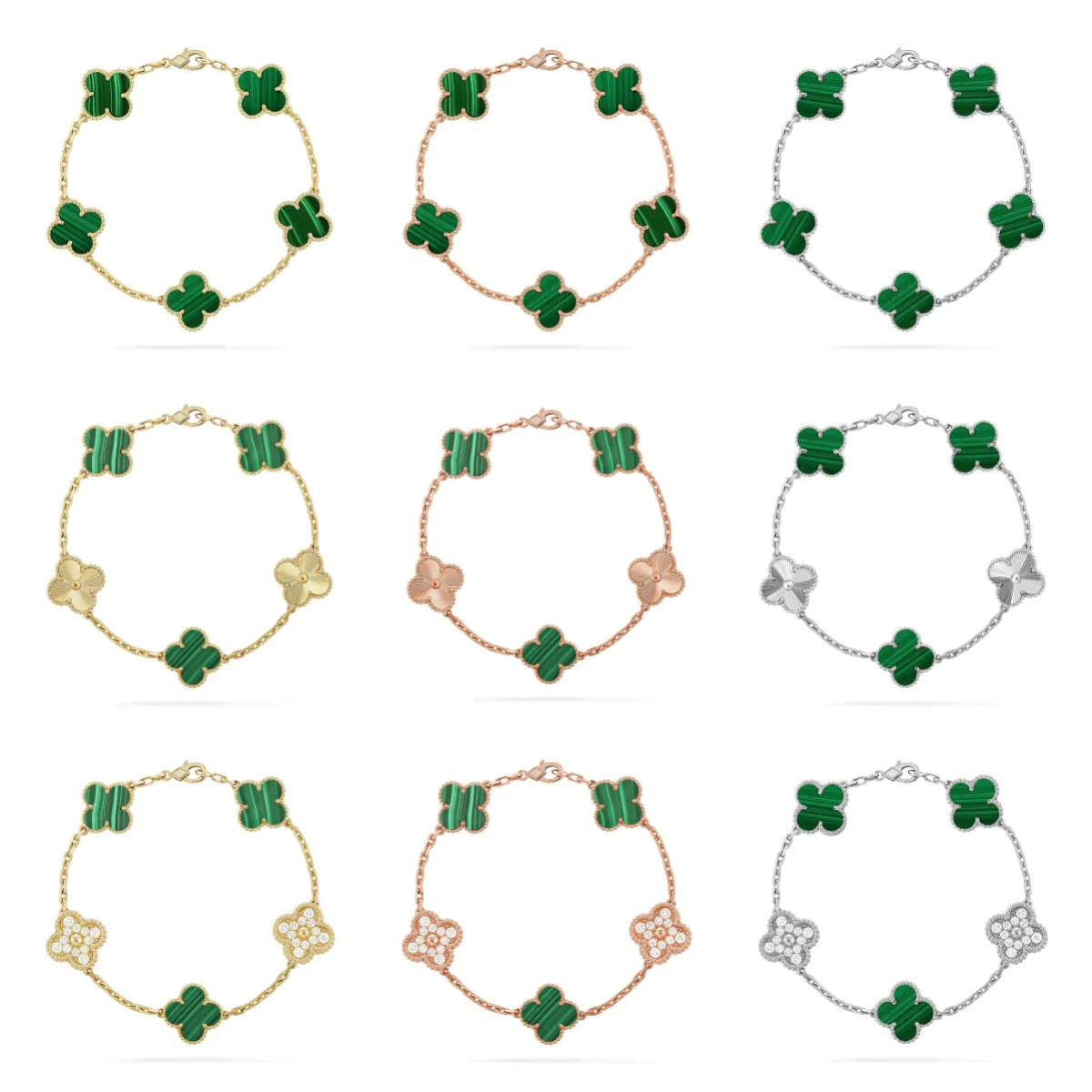 [⭐Renara] CLOVER 5 MOTIF MALACHITE BRACELET COLLECTION