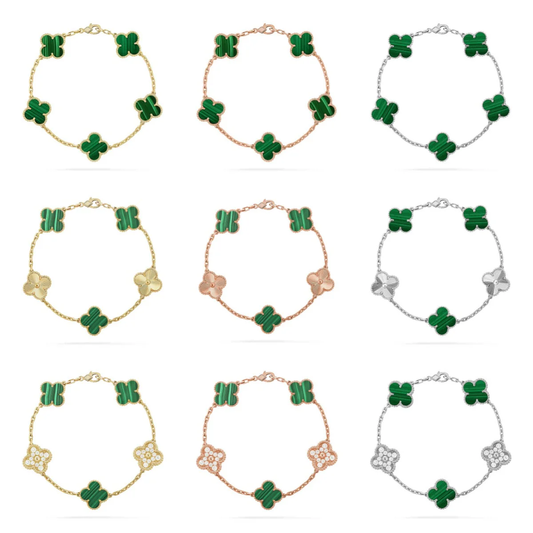 [⭐Renara] CLOVER 5 MOTIF MALACHITE BRACELET COLLECTION