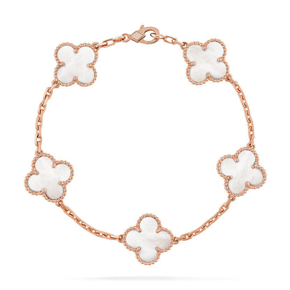 [⭐Renara]CLOVER WHITE PEARL MOP 5 MOTIF BRACELET COLLECTION
