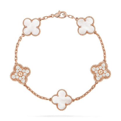 [⭐Renara]CLOVER WHITE PEARL MOP 5 MOTIF BRACELET COLLECTION