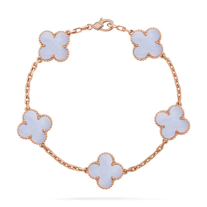[⭐Renara] CLOVER 5 MOTIF PURPLE CHALCEDONY BRACELET COLLECTION