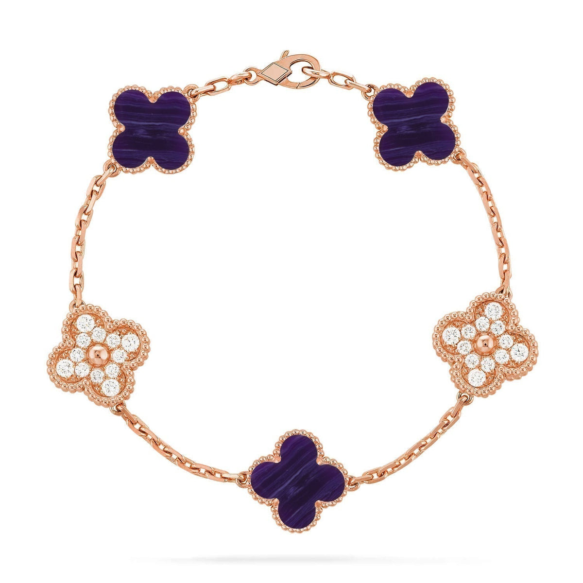 [⭐Renara]CLOVER 5 MOTIF PURPLE STRIPES BRACELET COLLECTION