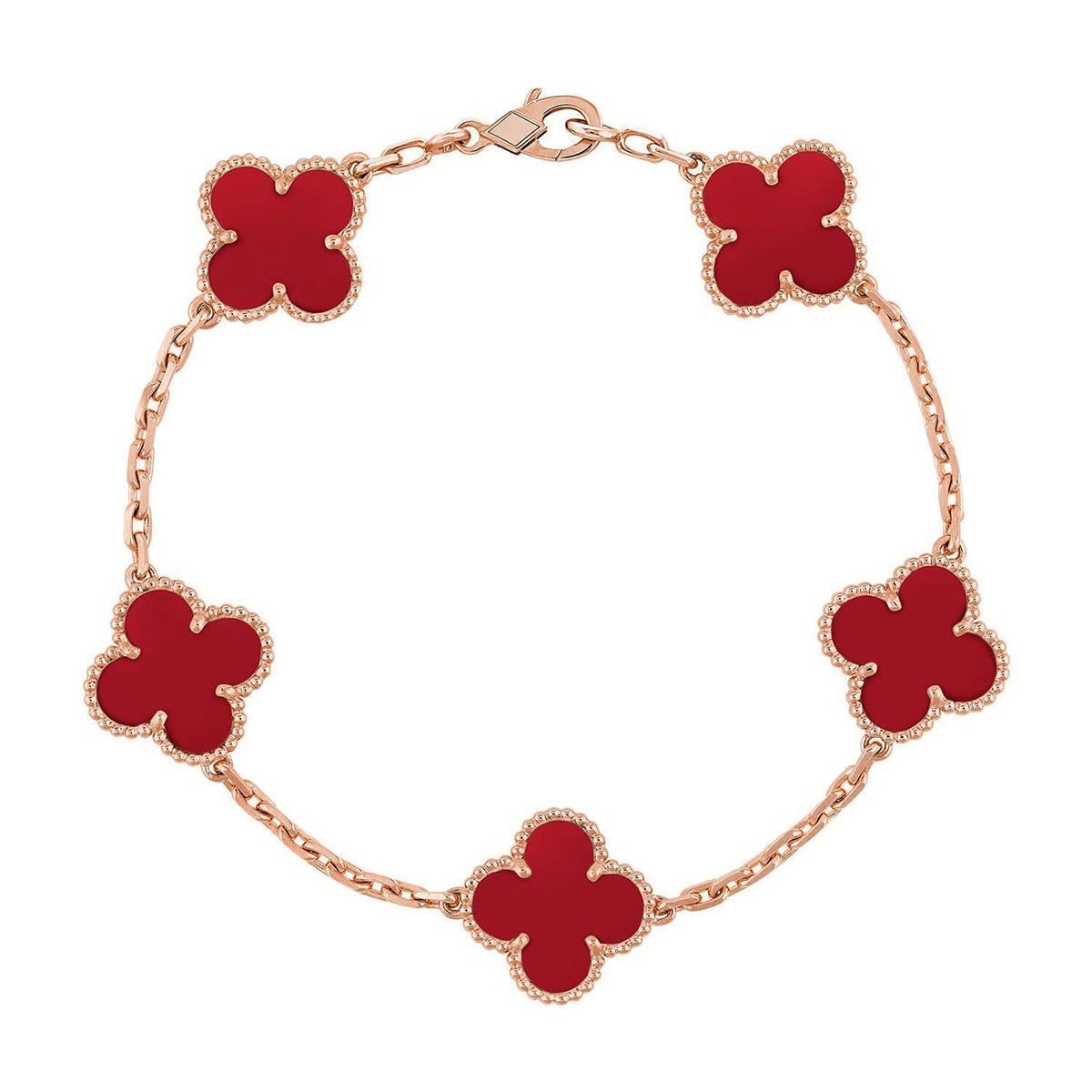 [⭐Renara] CLOVER 5 MOTIF RED CORNELIAN BRACELET COLLECTION