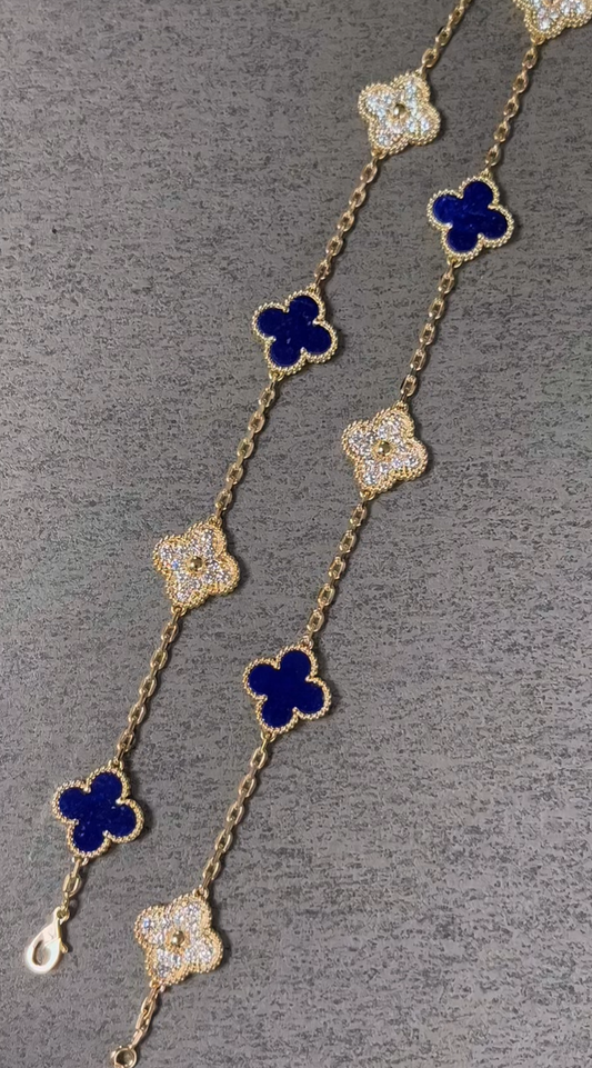 [⭐Renara]CLOVER 10 MOTIFS DIAMONDS SET IN LAPIS LAZULI