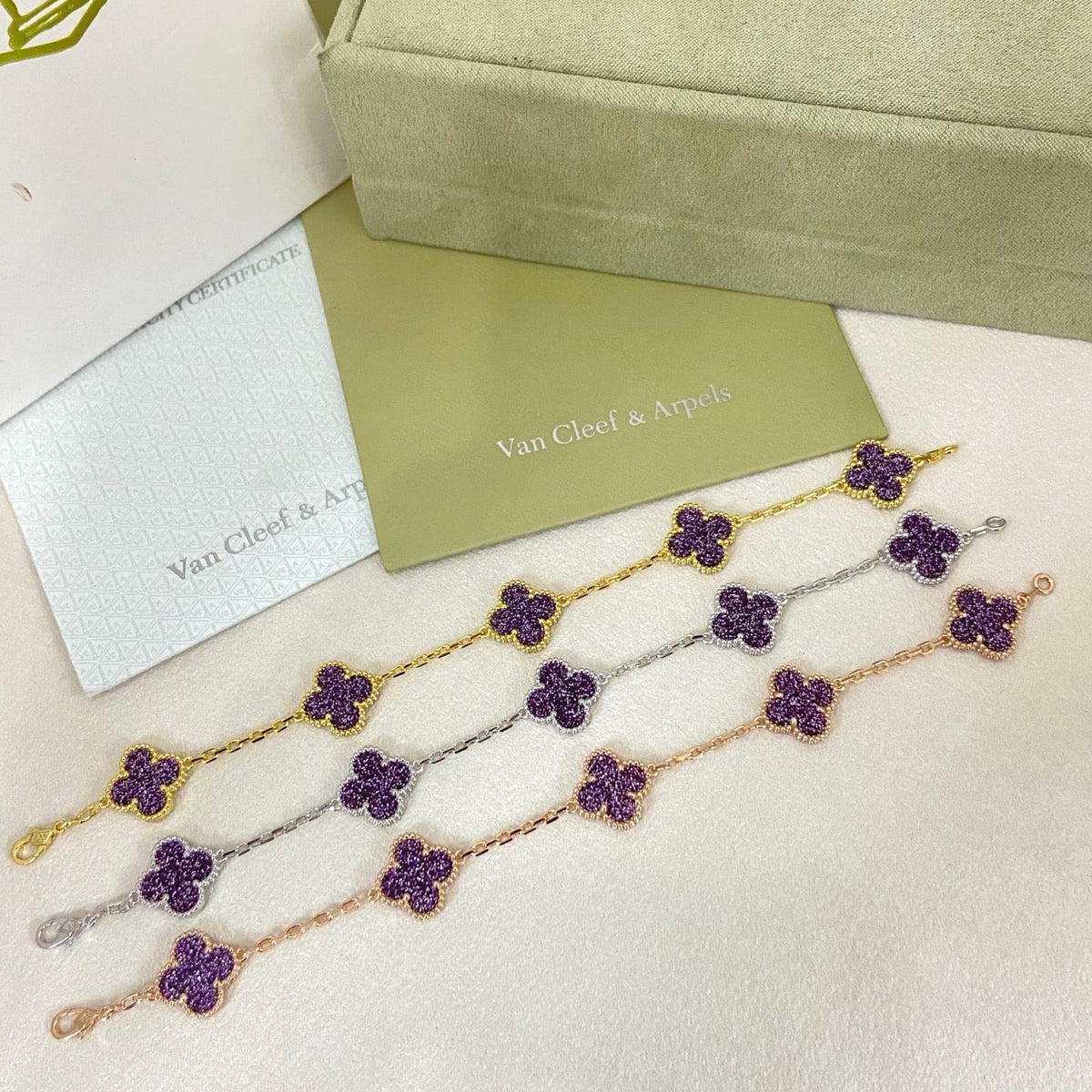 [⭐Renara]NEW PURPLE SAND-GOLD FOUR-LEAF CLOVER 5-FLOWER BRACELET