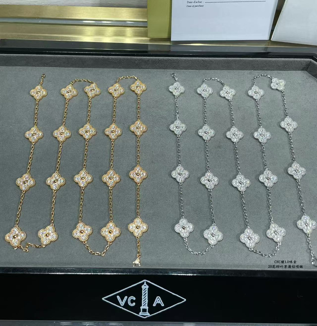 [⭐Renara]CLOVER 20 MOTIFS FULL-DIAMOND NECKLACE