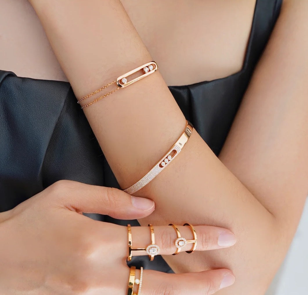 [⭐Renara]Move Noa Rose Gold Pavé Diamond Bangle Bracelet