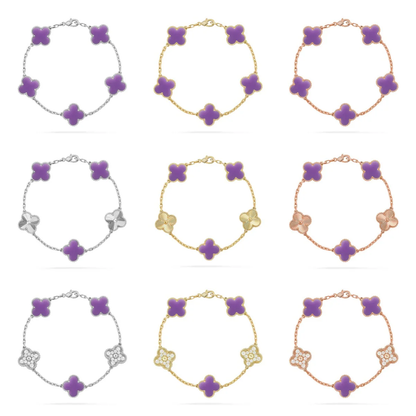 [⭐Renara]CLOVER 5 MOTIF LIGHT PURPLE BRACELET COLLECTION