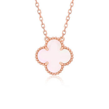 [⭐Renara]CLOVER 15MM PINK MOTHER-OF-PEARL SINGLE FLOWER NECKLACE