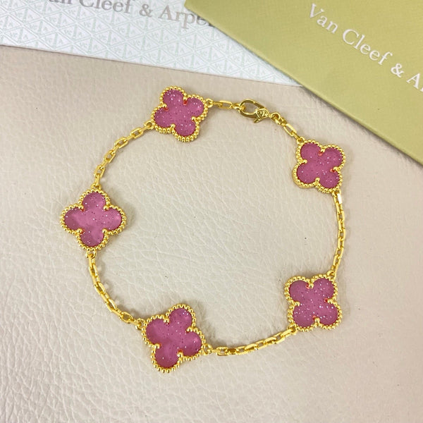 [⭐Renara]NEW BUBBLE PINK ENAMEL 5-FLOWER BRACELET