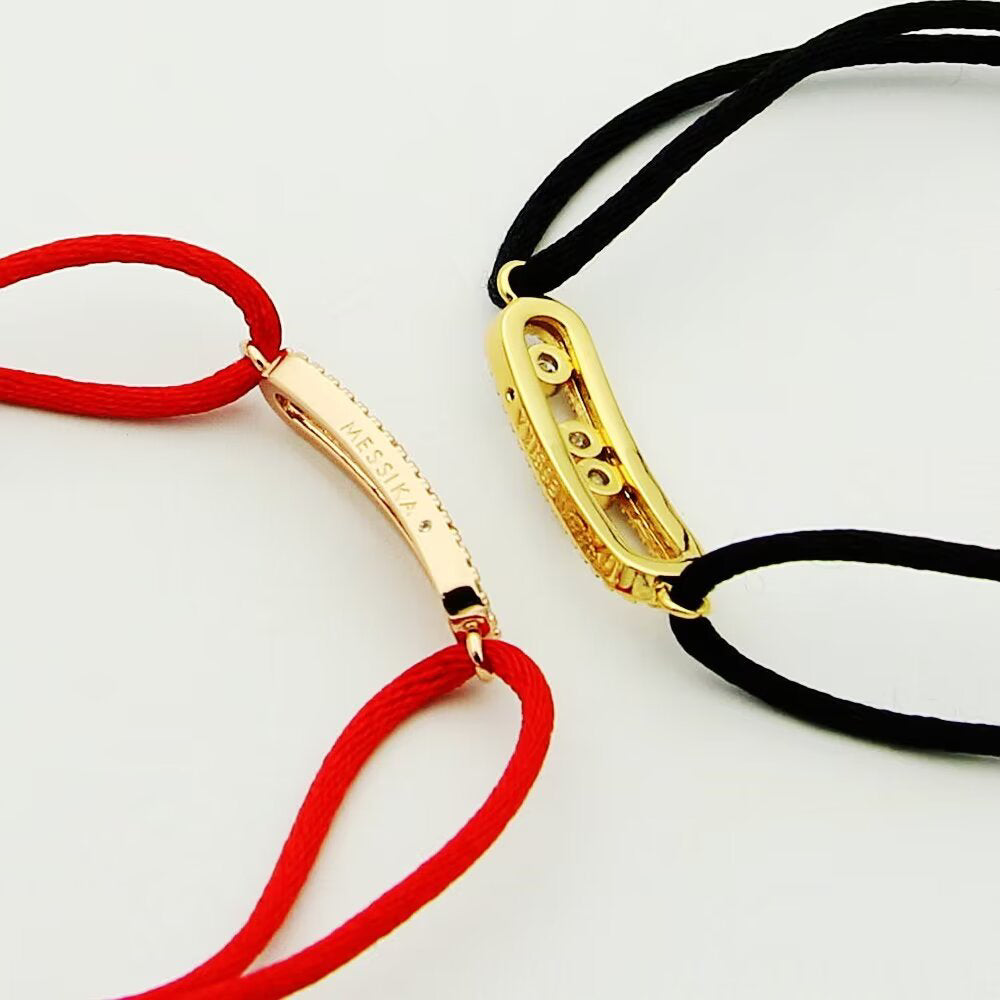 [⭐Renara]Messika Care(s) pink cord pavé bracelet
