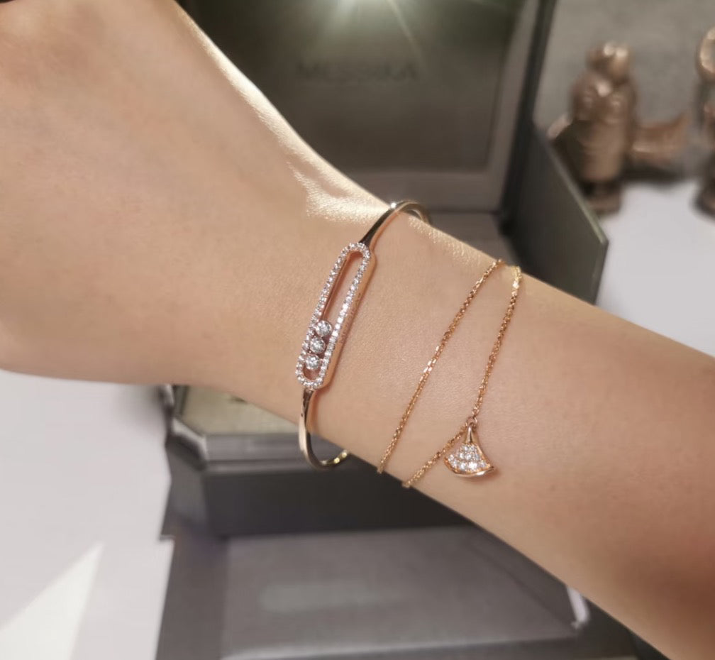 [⭐Renara]Move Pavé Diamond Bangle Bracelet M