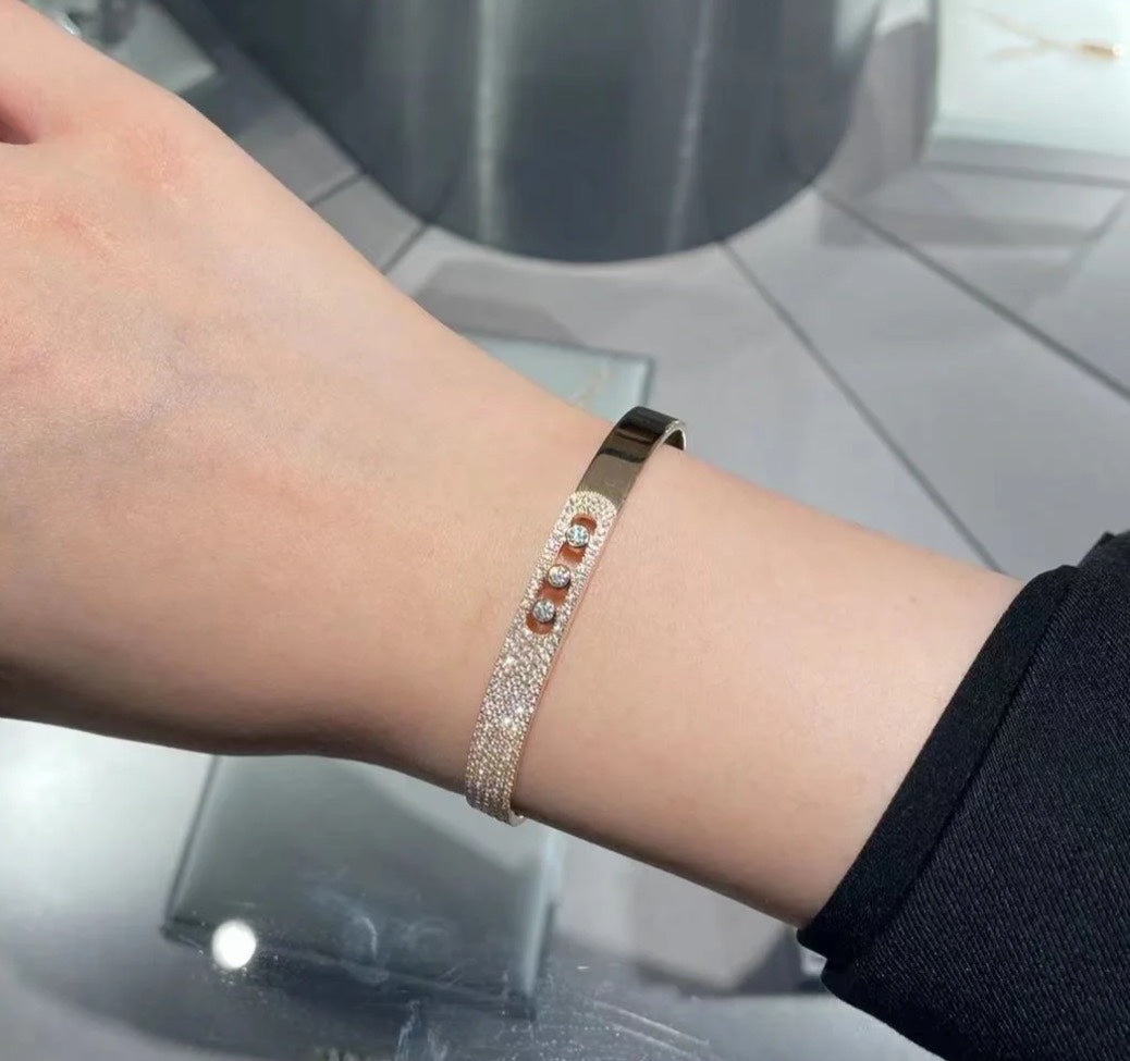 [⭐Renara]Move Noa Rose Gold Pavé Diamond Bangle Bracelet