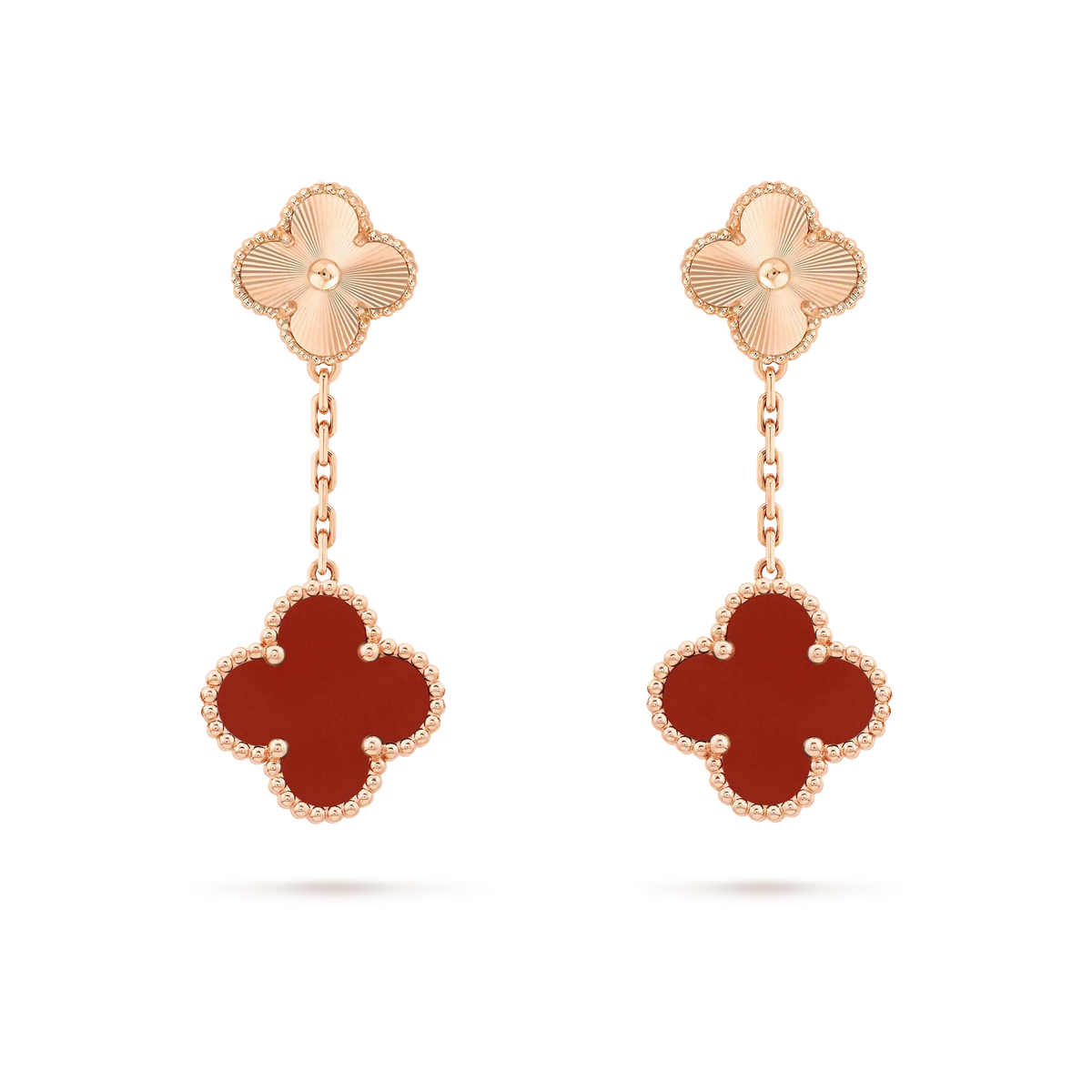 [⭐Renara]CLOVER 2 MOTIF  LASER CARNELIAN EARRINGS