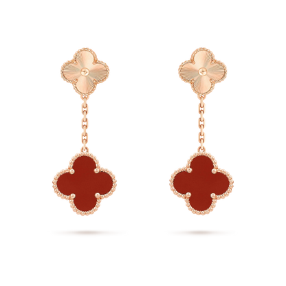 [⭐Renara]CLOVER 2 MOTIF  LASER CARNELIAN EARRINGS