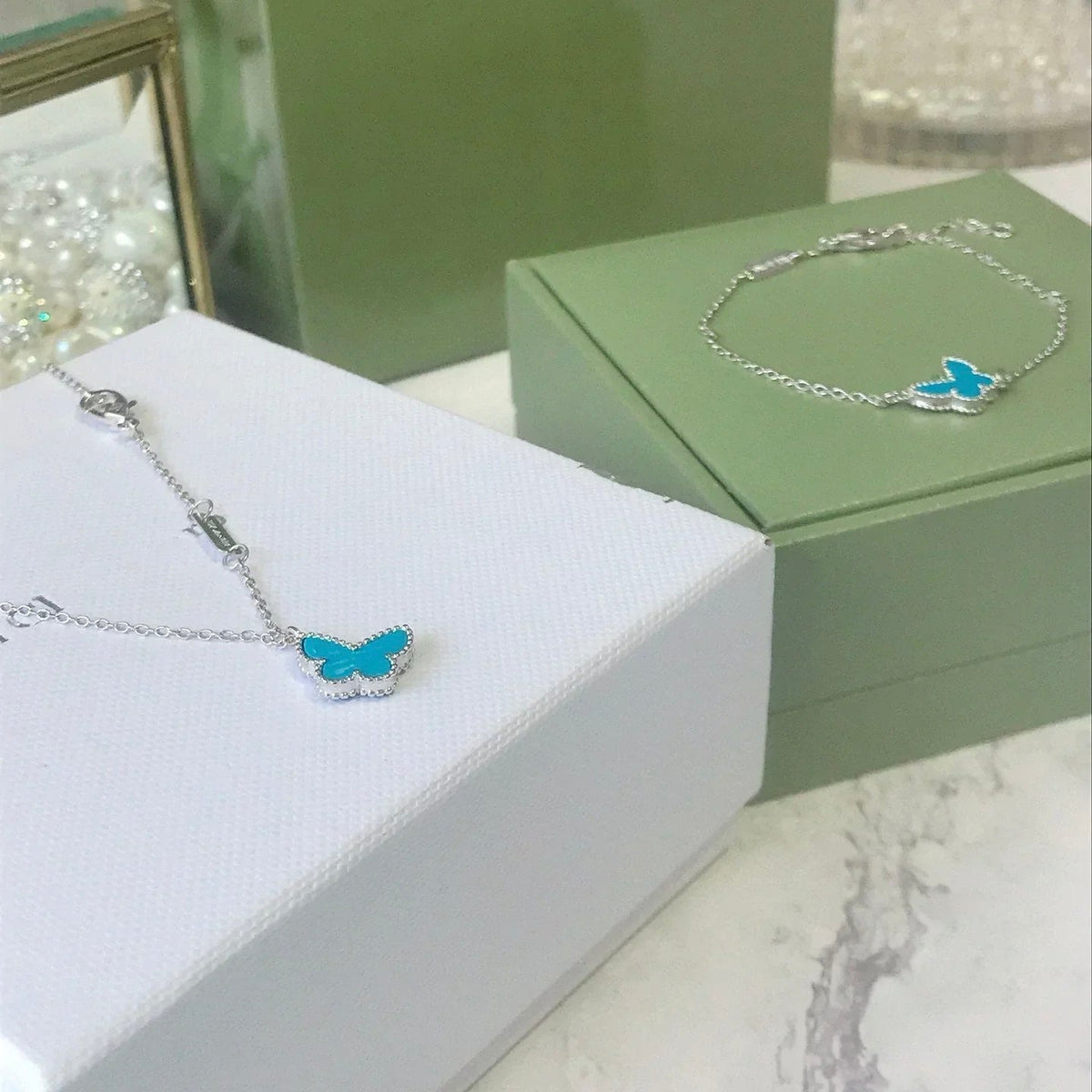 [⭐Renara]BUTTERFLY TURQUOISE BUTTERFLY BRACELET SILVER