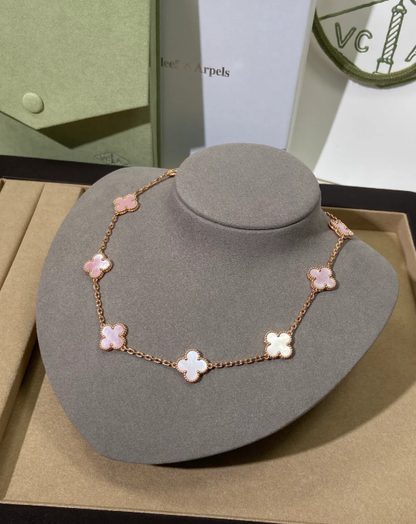 [⭐Renara Jewellery] Pink Necklace with Ten Clover Designs
