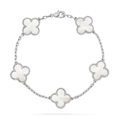 [⭐Renara]CLOVER WHITE PEARL MOP 5 MOTIF BRACELET COLLECTION