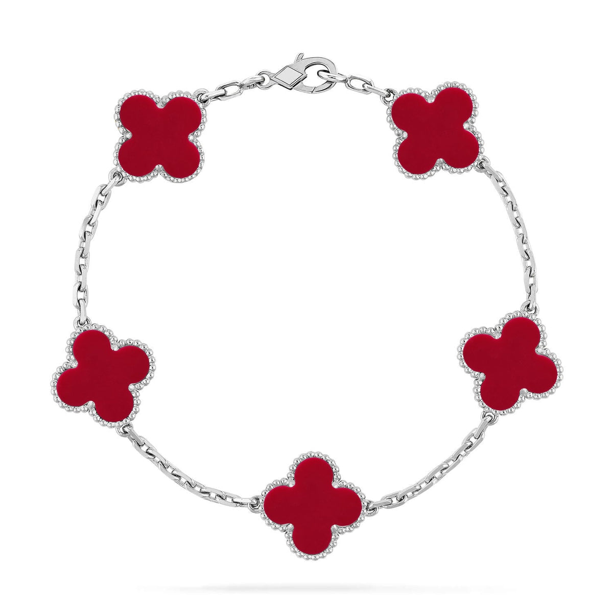 [⭐Renara] CLOVER 5 MOTIF RED CORNELIAN BRACELET COLLECTION