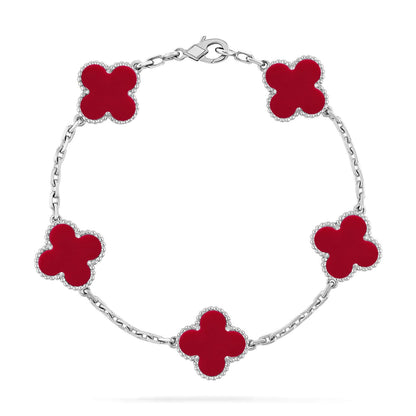 [⭐Renara] CLOVER 5 MOTIF RED CORNELIAN BRACELET COLLECTION