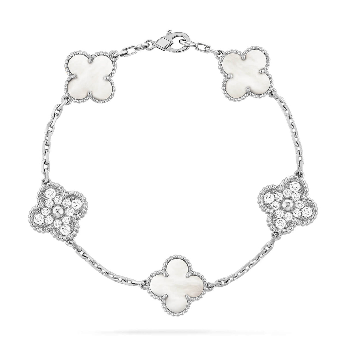 [⭐Renara]CLOVER WHITE PEARL MOP 5 MOTIF BRACELET COLLECTION