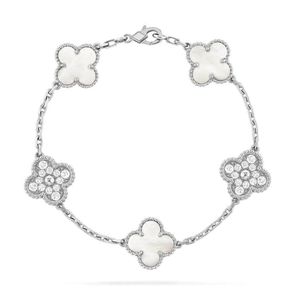 [⭐Renara]CLOVER WHITE PEARL MOP 5 MOTIF BRACELET COLLECTION