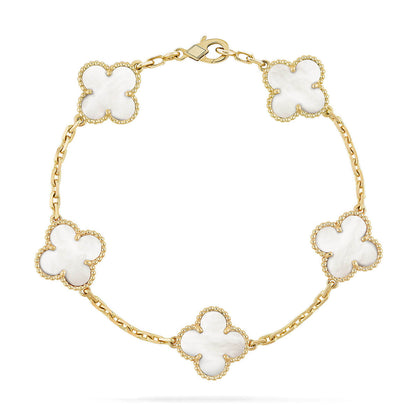[⭐Renara]CLOVER WHITE PEARL MOP 5 MOTIF BRACELET COLLECTION