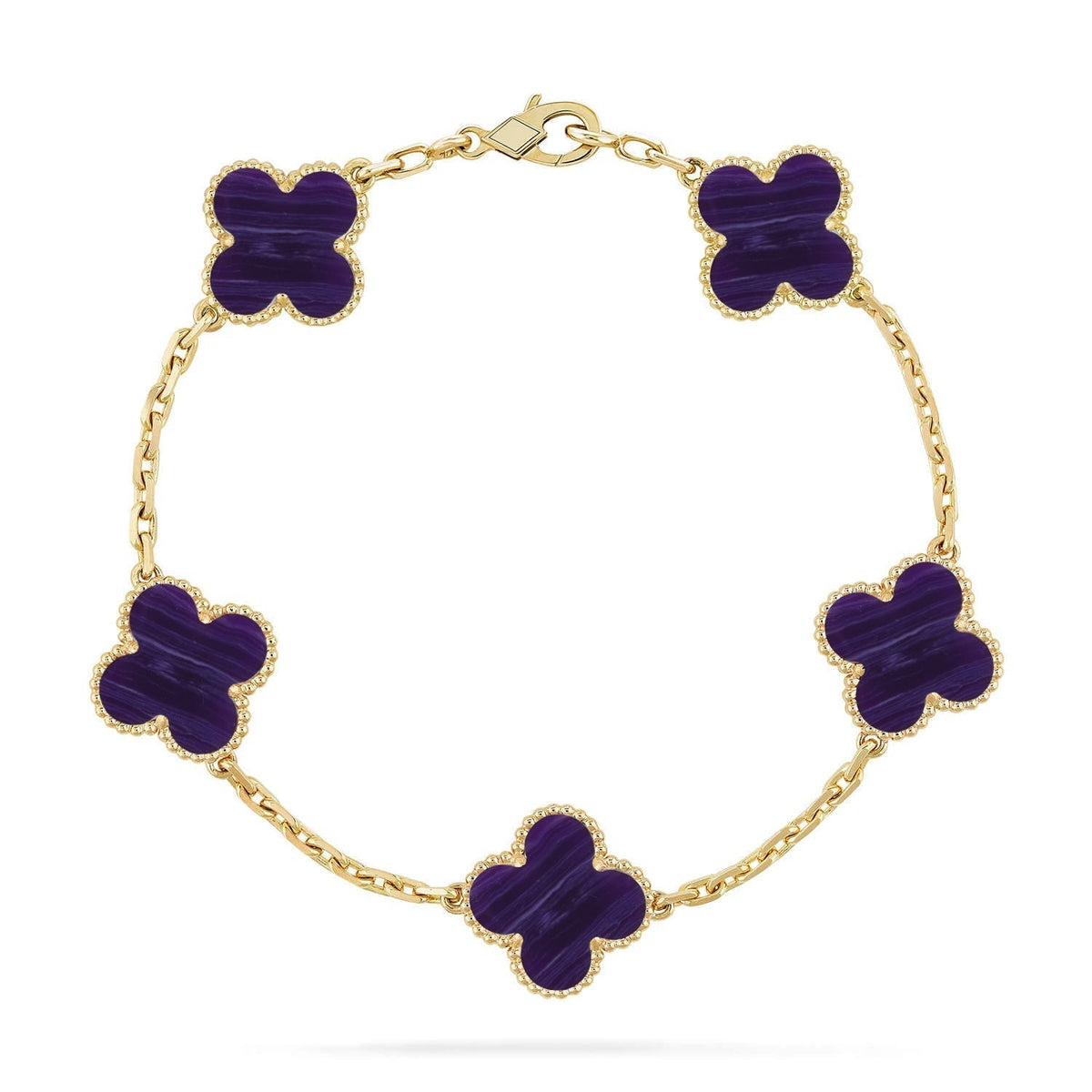 [⭐Renara]CLOVER 5 MOTIF PURPLE STRIPES BRACELET COLLECTION