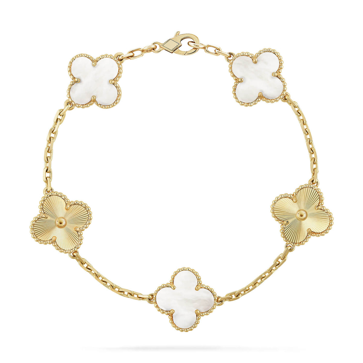[⭐Renara]CLOVER WHITE PEARL MOP 5 MOTIF BRACELET COLLECTION