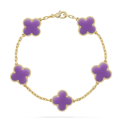 [⭐Renara]CLOVER 5 MOTIF LIGHT PURPLE BRACELET COLLECTION