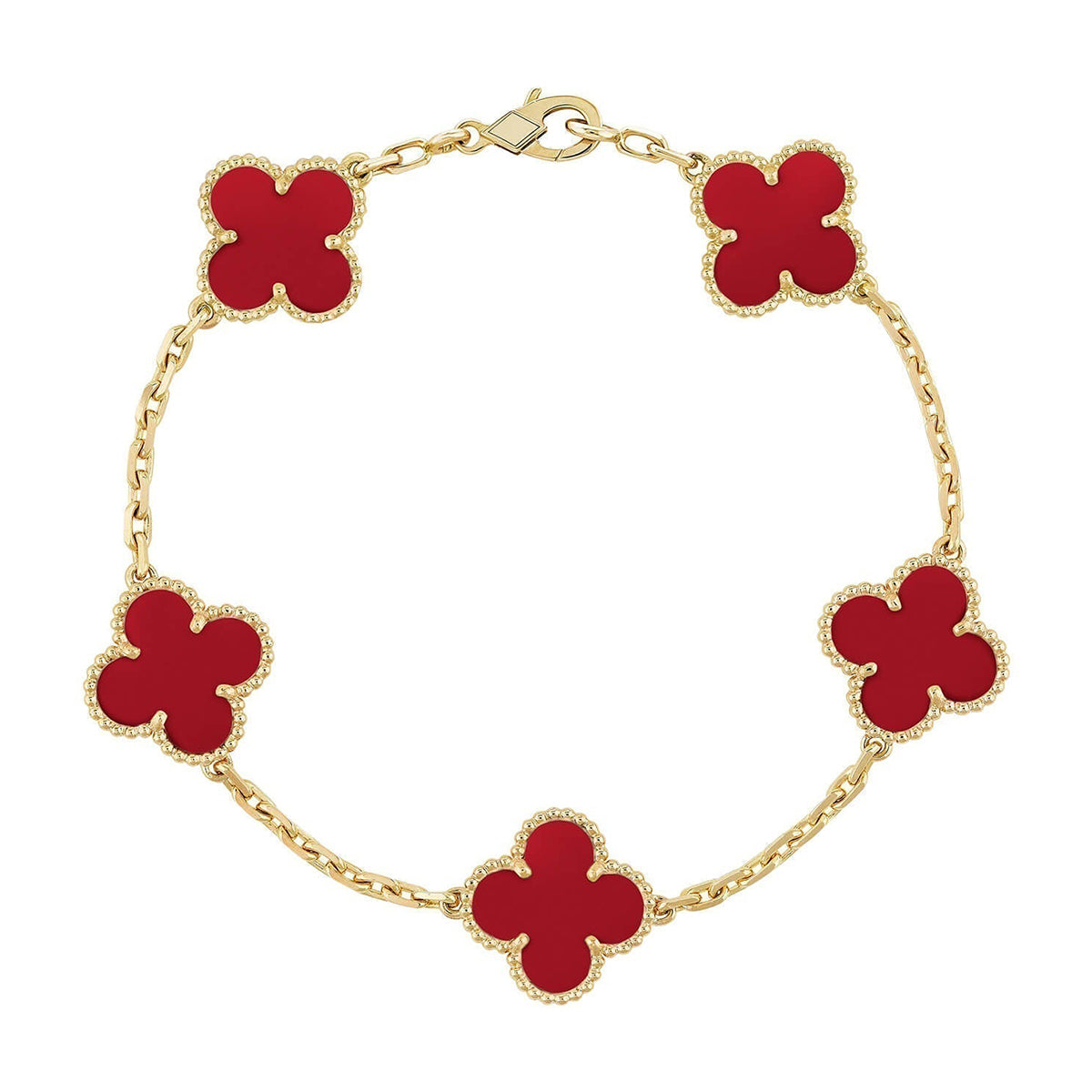 [⭐Renara] CLOVER 5 MOTIF RED CORNELIAN BRACELET COLLECTION