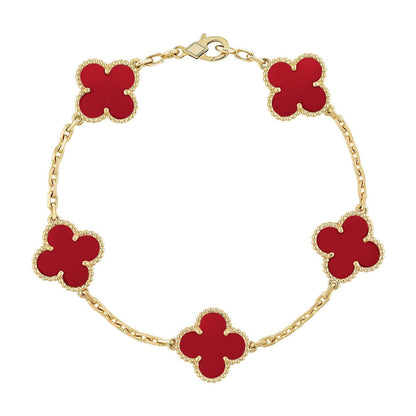 [⭐Renara] CLOVER 5 MOTIF RED CORNELIAN BRACELET COLLECTION