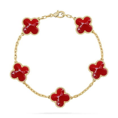 [⭐Renara]CLOVER 5 MOTIF RED PATTERN BRACELET COLLECTION