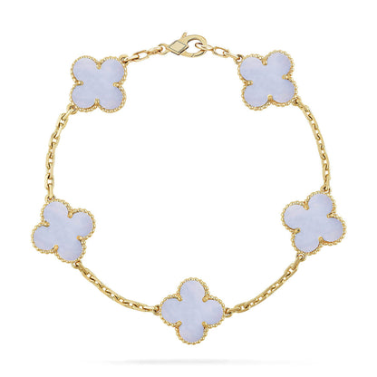 [⭐Renara] CLOVER 5 MOTIF PURPLE CHALCEDONY BRACELET COLLECTION