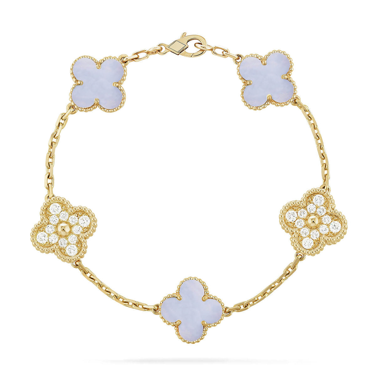 [⭐Renara] CLOVER 5 MOTIF PURPLE CHALCEDONY BRACELET COLLECTION