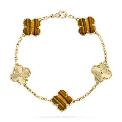 [⭐Renara] CLOVER 5 MOTIFS TIGER EYE BRACELET COLLECTION