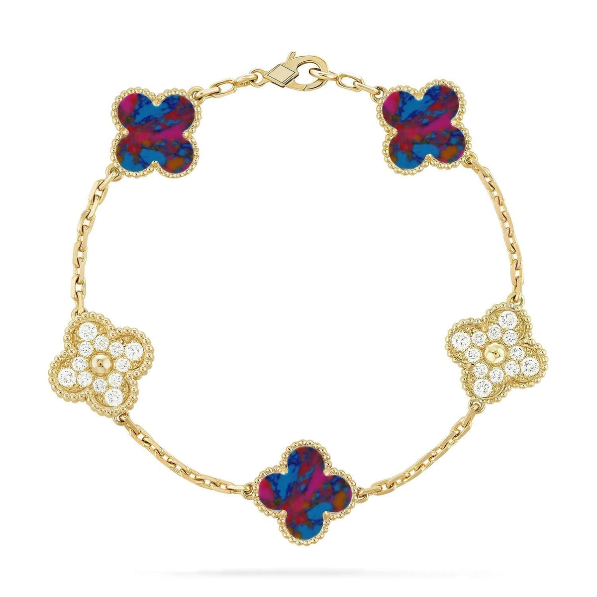 [⭐Renara]CLOVER 5 MOTIF COLOR GEMSTONES BRACELET COLLECTION