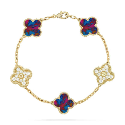[⭐Renara]CLOVER 5 MOTIF COLOR GEMSTONES BRACELET COLLECTION