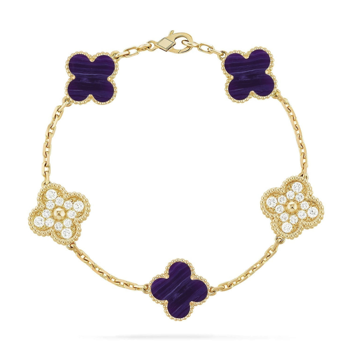 [⭐Renara]CLOVER 5 MOTIF PURPLE STRIPES BRACELET COLLECTION