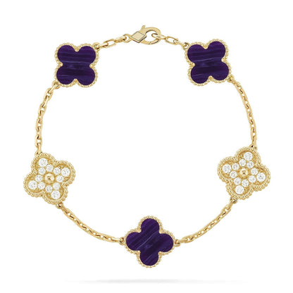 [⭐Renara]CLOVER 5 MOTIF PURPLE STRIPES BRACELET COLLECTION