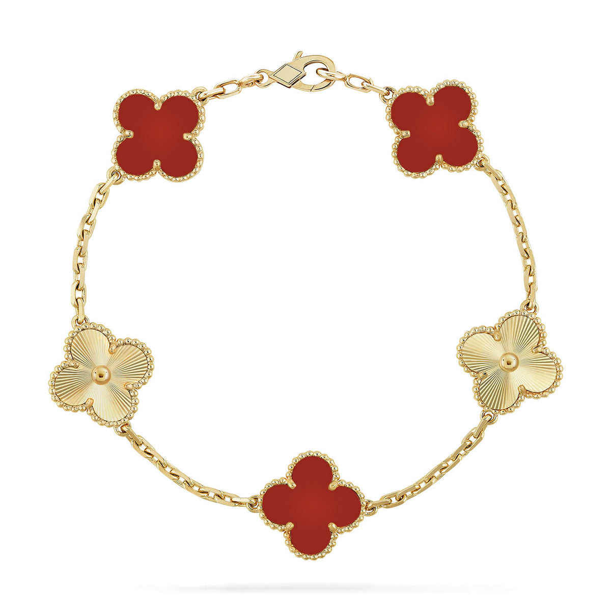 [⭐Renara] CLOVER 5 MOTIF RED CORNELIAN BRACELET COLLECTION