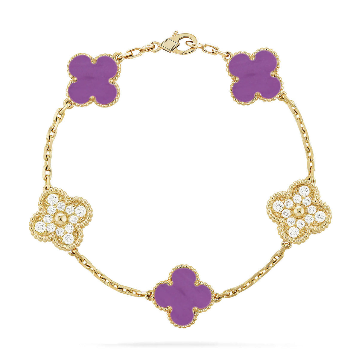 [⭐Renara] CLOVER 5 MOTIF VIOLET BRACELET COLLECTION