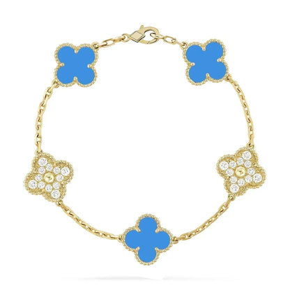[⭐Renara] CLOVER 5 MOTIF BLUE AGATE BRACELET COLLECTION